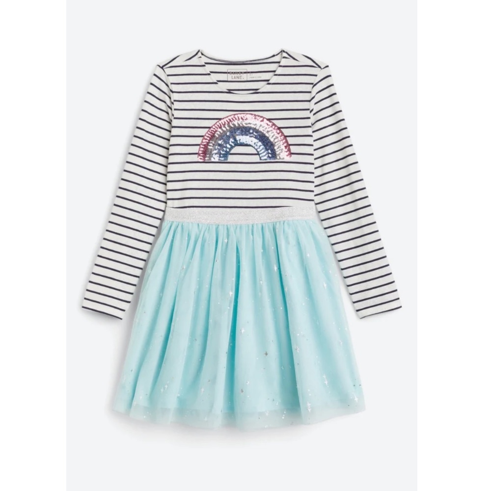 BAILEY LANE Claudette Graphic Tutu Dress XS 4 5 girls light blue